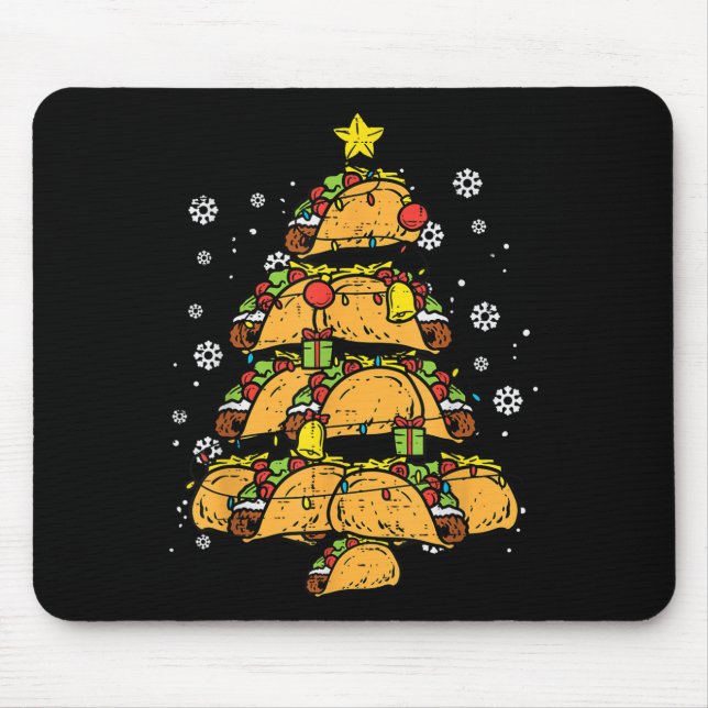 Alfombrilla De Ratón Árbol de Navidad de Taco Comida Mexicana Navidad  (Frente)
