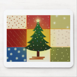 Alfombrilla De Ratón Árbol de navidad del remiendo
