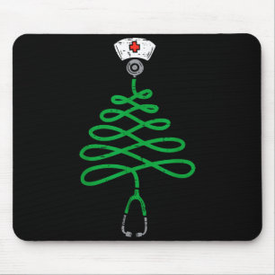 Alfombrilla De Ratón Árbol de Navidad Estetoscopio Enfermera Navidad Sc