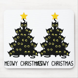 Alfombrilla De Ratón Árbol de navidad felino lindo Gatito negro Lover M