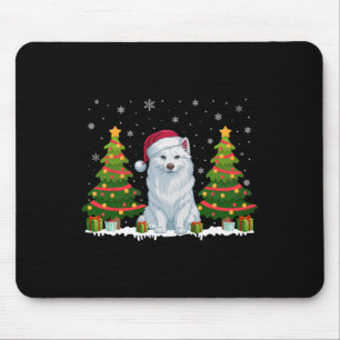 Alfombrilla De Ratón Árbol de navidad ilumina a perro esquimal estadoun