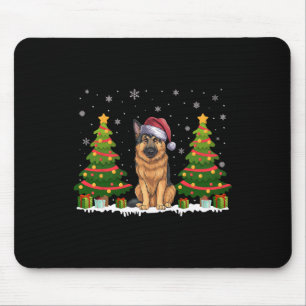 Alfombrilla De Ratón Árbol de navidad ilumina a perro pastor alemán San