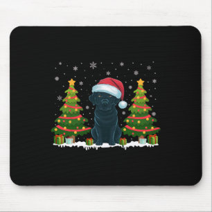Alfombrilla De Ratón Árbol de navidad ilumina perro negro de labrador S