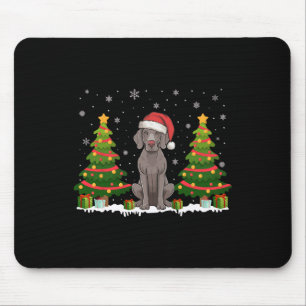 Alfombrilla De Ratón Árbol de navidad ilumina Weimaraner Dog Santa Hat 