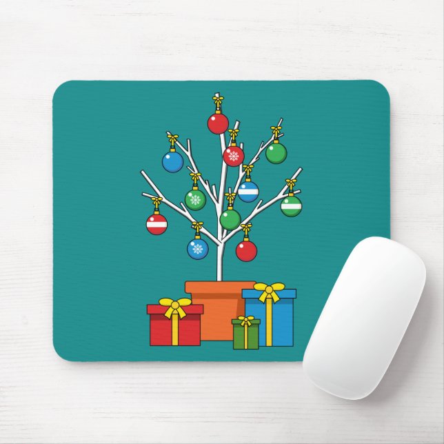 Alfombrilla De Ratón Árbol de Navidad mínimo con presentes (Con ratón)