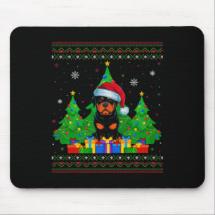 Alfombrilla De Ratón Árbol de navidad muy dulce Santa Hat Rottweiler D
