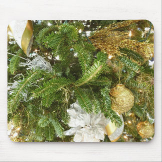 Alfombrilla De Ratón Árbol de Navidad plateado y dorado en vacaciones