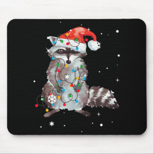 Alfombrilla De Ratón Árbol de Navidad Raccoon ilumina Pajama Racoon Lov