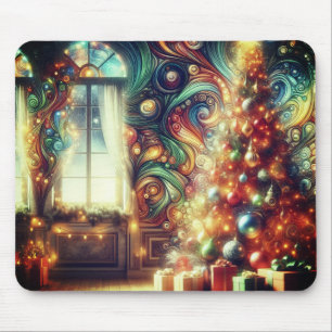 Alfombrilla De Ratón Árbol de Navidad Retro + Decoraciones de los 70 Gr