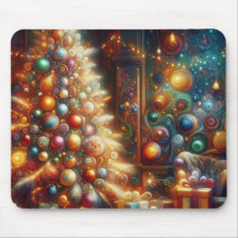 Alfombrilla De Ratón Árbol de Navidad Retro + Decoraciones de Navidad