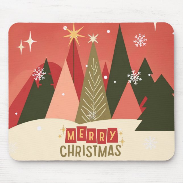 Alfombrilla De Ratón Árbol de Navidad Retro/Vintage (Frente)