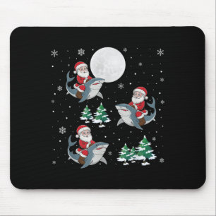 Alfombrilla De Ratón Árbol de Navidad Santa Riding Hammerhead Shark Gra