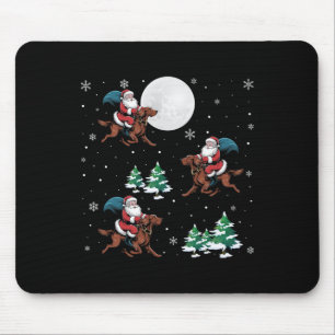 Alfombrilla De Ratón Árbol de Navidad Santa Riding Irlandés Setter Dog