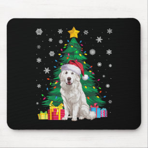 Alfombrilla De Ratón Árbol de navidad sudoroso ilumina el gran perro de