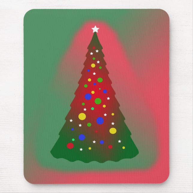 Alfombrilla De Ratón Árbol de Navidad Verde Rojo (Frente)
