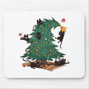 Alfombrilla De Ratón Árbol de Navidad y gato lindo amante del gato de N