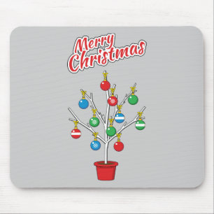 Alfombrilla De Ratón Árbol de sucursal desnudo de los navidades - Feliz