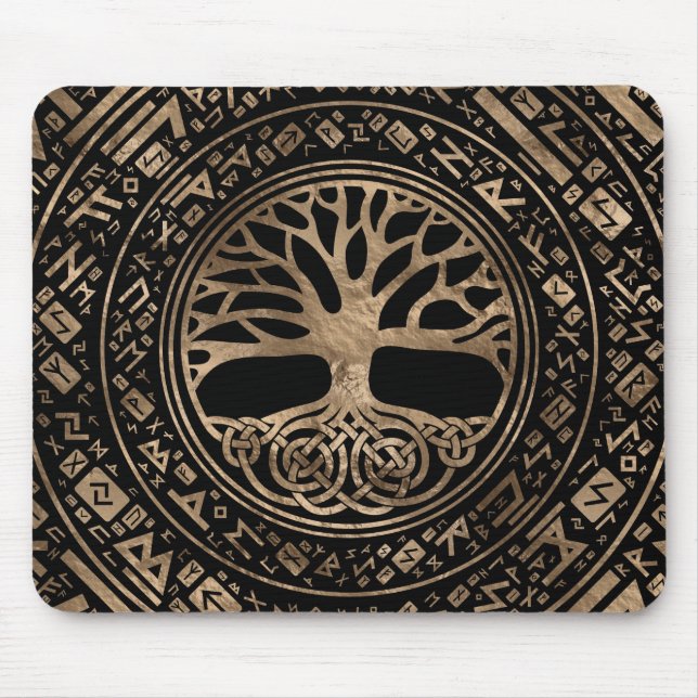 Alfombrilla De Ratón Árbol de vida - Patrón Rústico Yggdrasil (Frente)