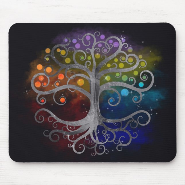 Alfombrilla De Ratón Árbol de vida Silver Swirl (Frente)