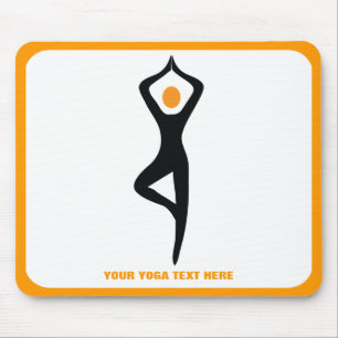 Alfombrilla De Ratón Árbol de yoga pose negro, personalizado naranja
