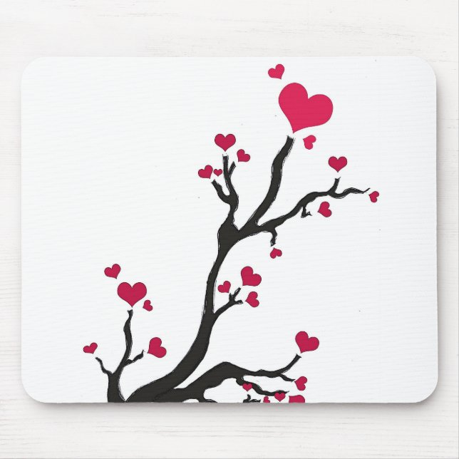 Alfombrilla De Ratón árbol del corazón negro (Frente)