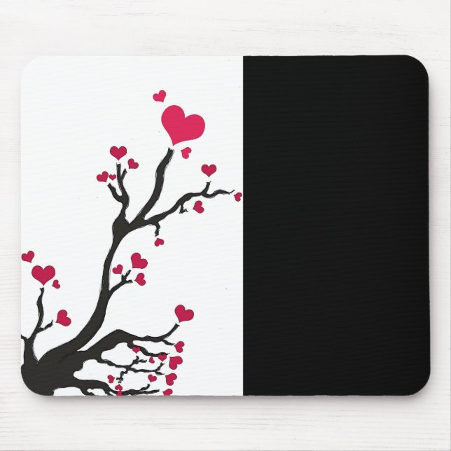 Alfombrilla De Ratón árbol del corazón negro (Frente)