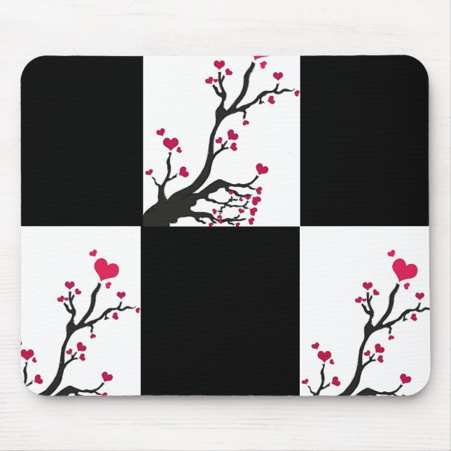 Alfombrilla De Ratón árbol del corazón negro (Frente)