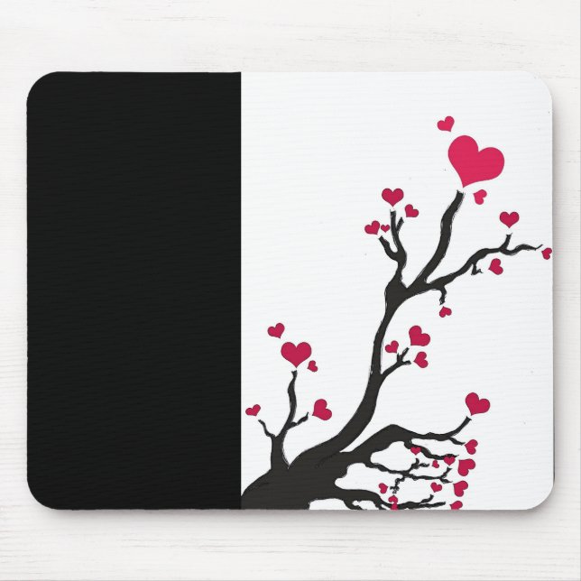 Alfombrilla De Ratón árbol del corazón negro (Frente)