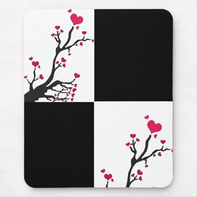 Alfombrilla De Ratón árbol del corazón negro (Frente)
