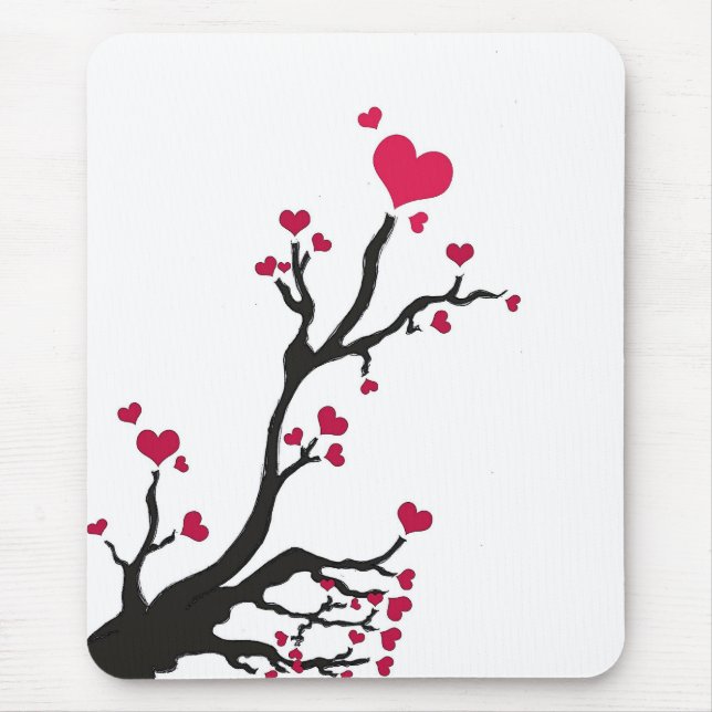 Alfombrilla De Ratón árbol del corazón negro (Frente)