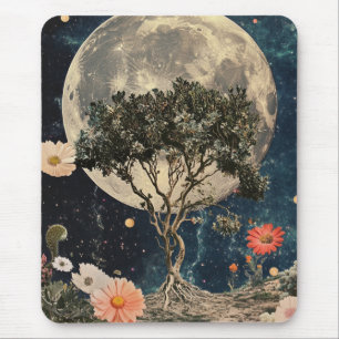 Alfombrilla De Ratón Árbol iluminado y flores