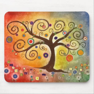 Alfombrilla De Ratón Árbol maravillosamente colorido del Bello Artes d