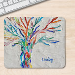 Alfombrilla De Ratón Árbol mosaico personalizado<br><div class="desc">Esta almohadilla del ratón está decorada con un árbol de mosaico multicolor. Personalizable fácilmente con su nombre o monograma. Original Mosaico © Michele Davies.</div>