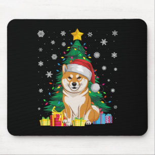 Alfombrilla De Ratón Árbol navideño fea dulce ilumina Shiba Inu Dog S