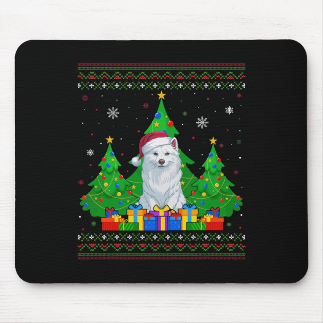 Alfombrilla De Ratón Árbol navideño sudoroso Santa Hat American Esk (Frente)