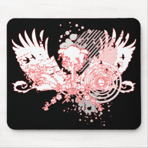 Alfombrilla De Ratón árbol rastreado. rojo y blanco.