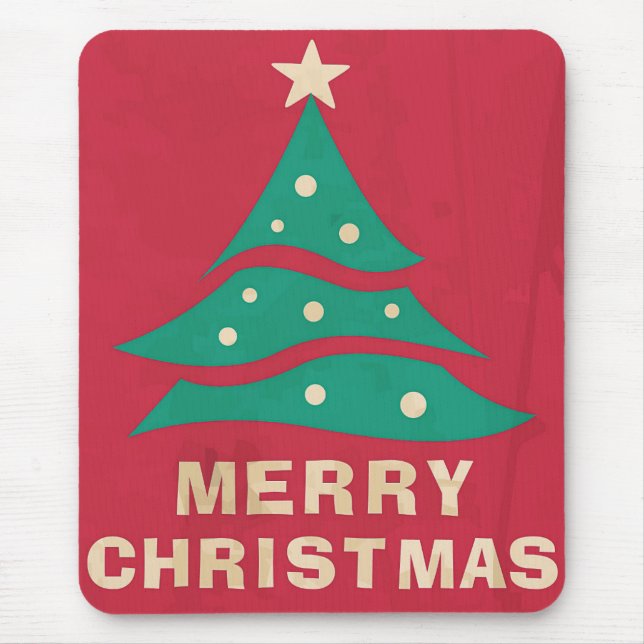 Alfombrilla De Ratón Árbol retro navideño (Frente)