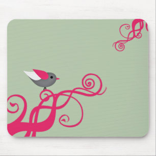 Alfombrilla De Ratón Árbol vectorial con pájaro