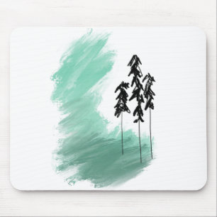 Alfombrilla De Ratón Árbol verde escandinavo arte simple menta moderna