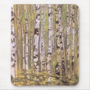 Alfombrilla De Ratón Árboles de aves en bosque de bosques (Roerich)