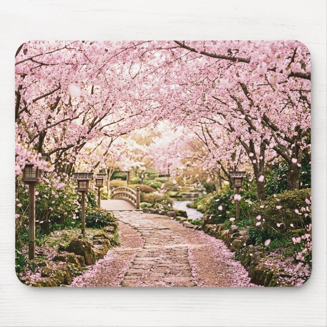 Alfombrilla De Ratón Árboles de flor de cerezo (Frente)