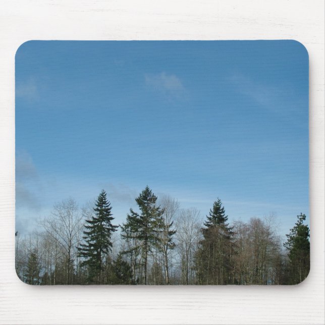 Alfombrilla De Ratón árboles de invierno y cielo azul (Frente)