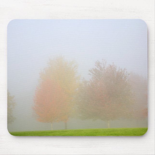 Alfombrilla De Ratón Árboles de la caída cubiertos en niebla (Frente)