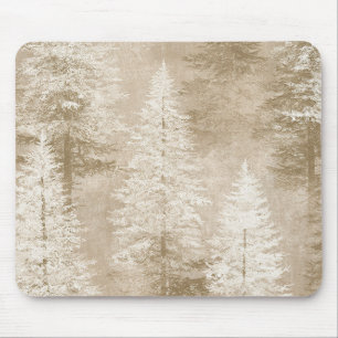 Alfombrilla De Ratón Árboles de Navidad Blancos Beige