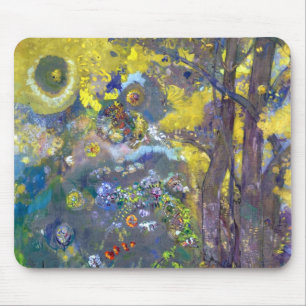 Alfombrilla De Ratón Árboles del Redon de Odilon en fondo amarillo