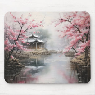 Alfombrilla De Ratón Árboles rosados de los jardines asiáticos