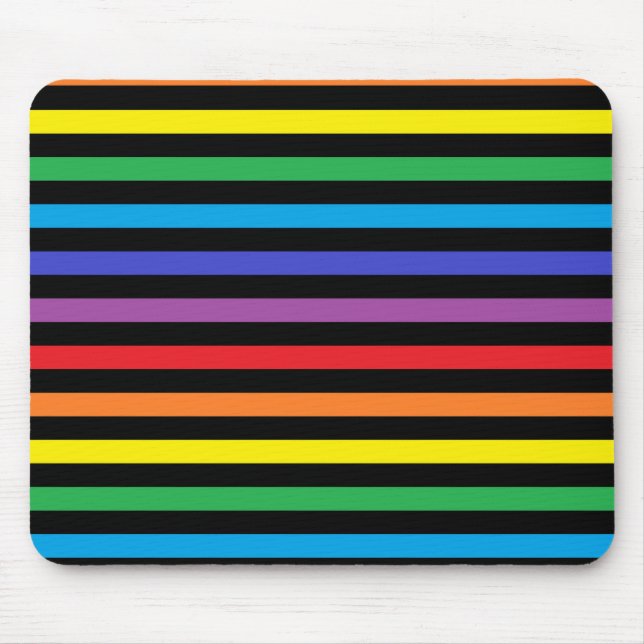 Alfombrilla De Ratón Arco iris y rayas negras Mousepad (Frente)