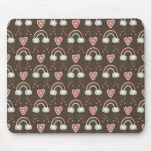 Alfombrilla De Ratón Arcoiris bohemias y corazón - Marrón de la tierra 