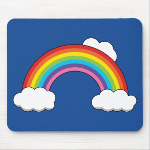 Alfombrilla De Ratón Arcoiris con nubes blancas
