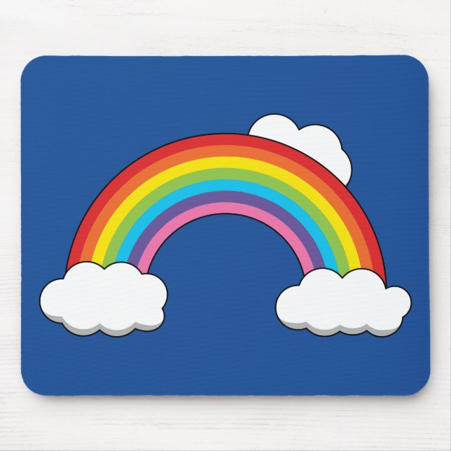 Alfombrilla De Ratón Arcoiris con nubes blancas (Frente)